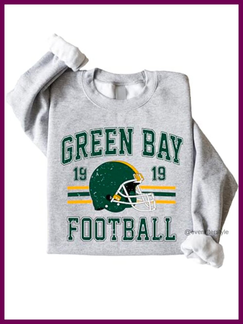 Distressed Green Bay Football 1919 Sweatshirt Pullover Crew Neck Long Sleeve